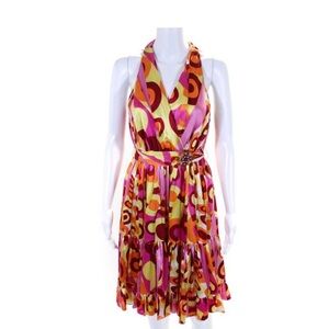 Marc Bouwer Pink and Yellow Backless Dress